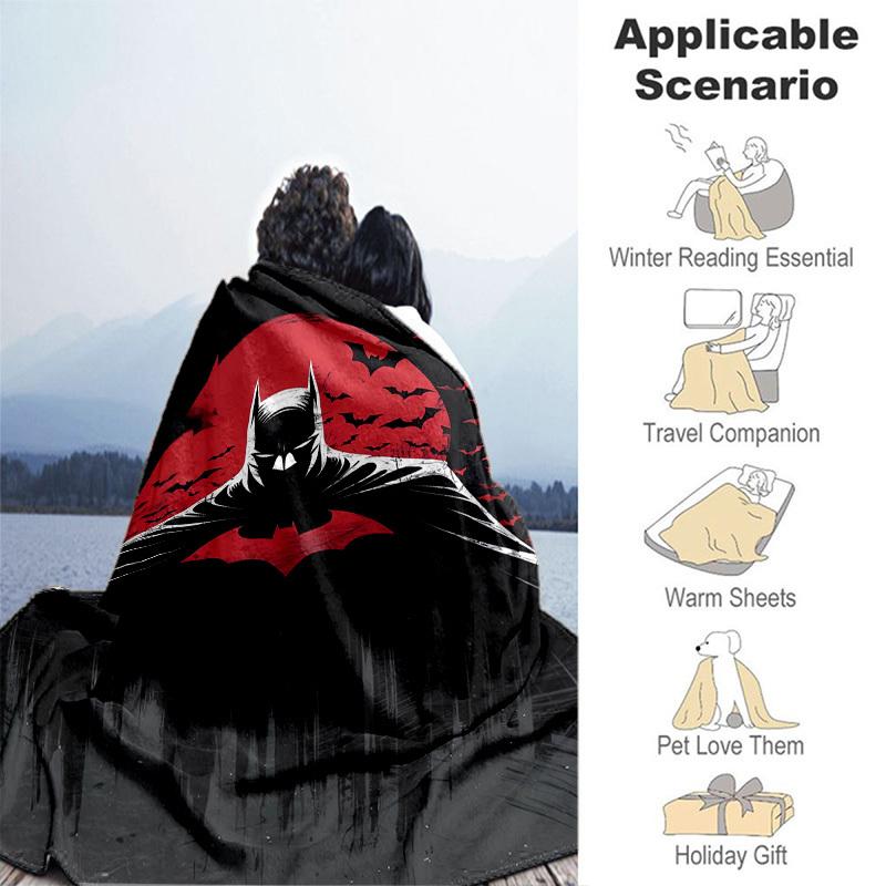 1pc Batman Red Moon Night Cartoon Blanket,Portable Throw for Travel & Camping, All Season Cozy Blanket,Ideal Gift