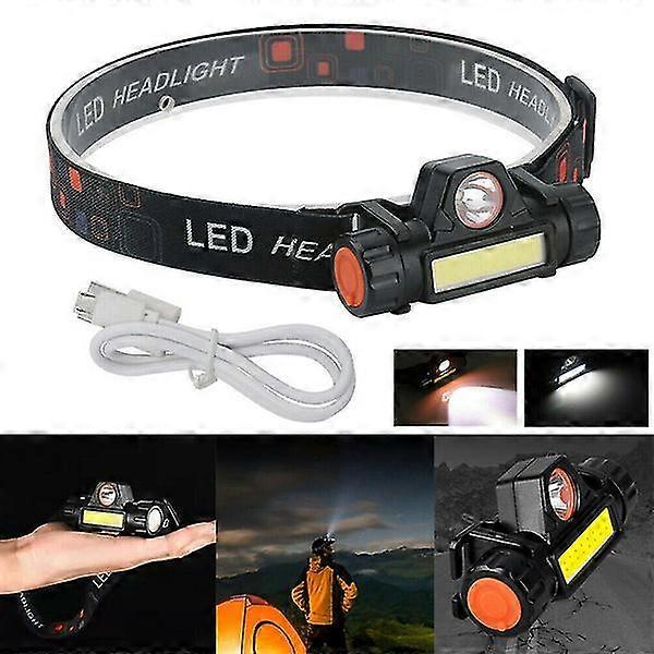 Cob Led Rechargeable Headlamp Head Torch Headlight Flashlight 2 Modes Outdoor Camping Head Lighting