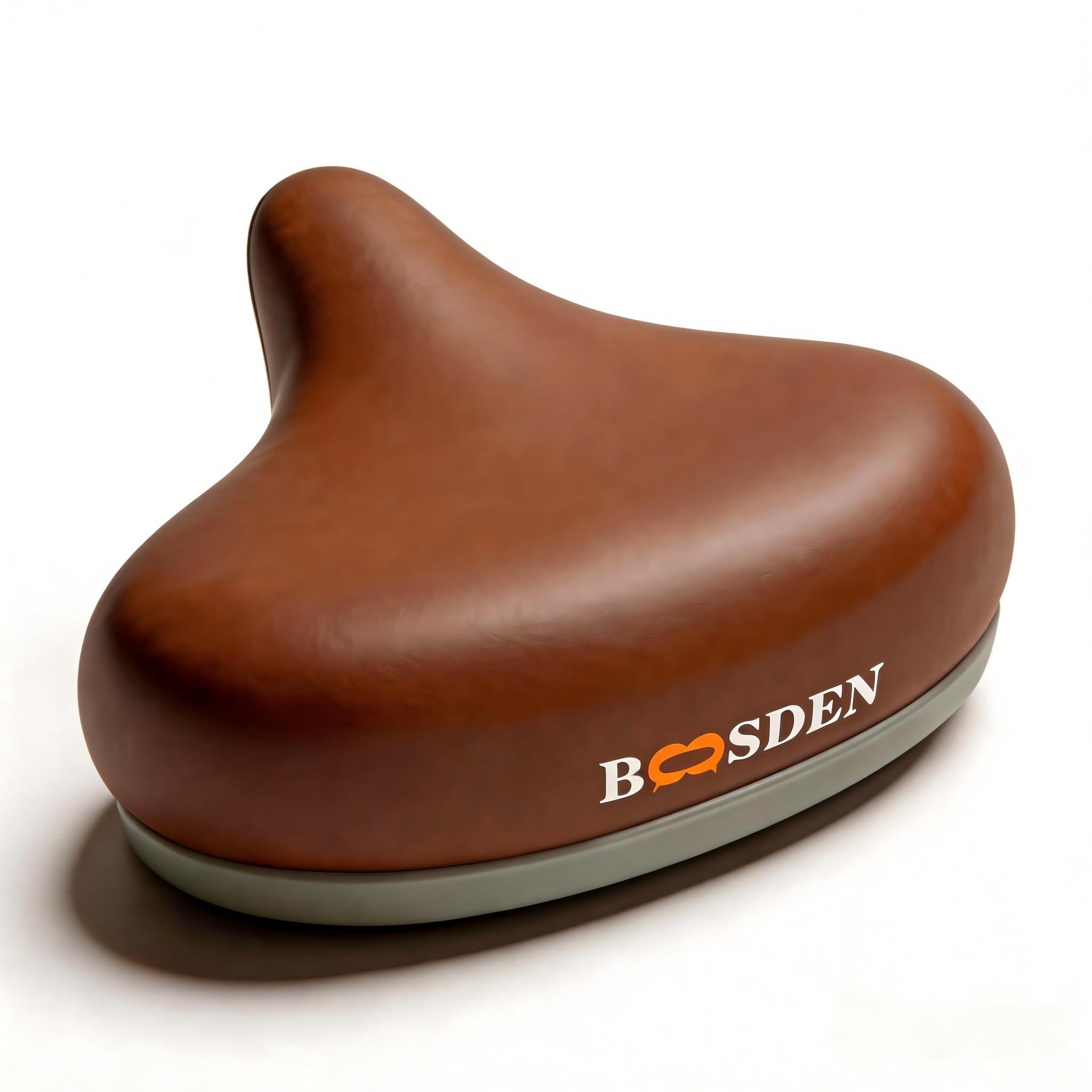 

BOOSDEN Bicycle Extra Memory Foam Shock Replacement Saddle for Road Mountain Cross Electric Brown Saddle, Thick, Soft, Pain-Free, Cushion, Absorption,
