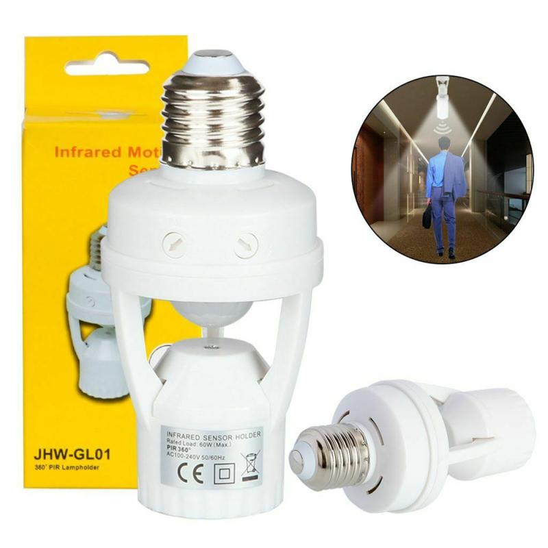 E27 Led Light Bulb Holder Infrared Pir Motion Sensor Socket Switch 110/220v For Families Offices