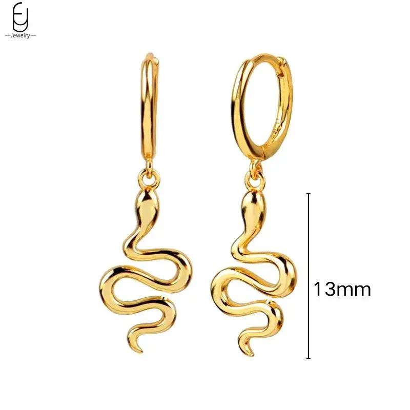 925 Silver Needle Vintage Snake Earrings Women Gold Round Ear Clips Punk Style Fashion Hoop Earrings Women Jewelry