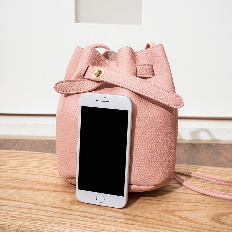 Tide Mini Bucket Women's Bag Fashion Casual Lychee Pattern Crossbody Shoulder Bag