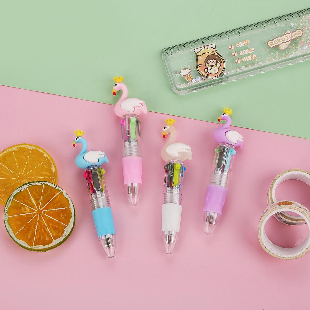 Korean Cute Animal Head 4-Color Click Ballpoint Pen