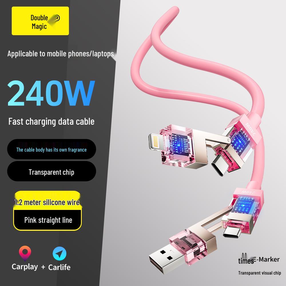 Beimo 240W Scented 4-in-1 1.2m Fast Charging Cable for Apple, Huawei, and Xiaomi