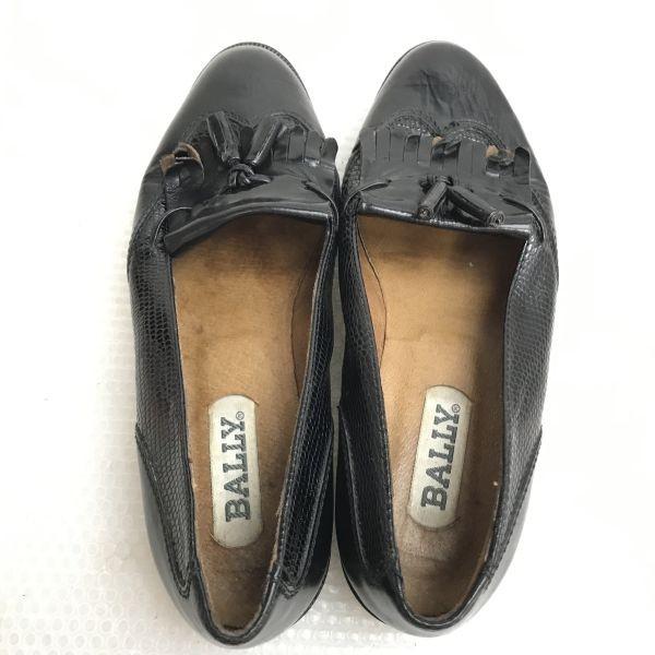 Bally Vintage Genuine Leather Wing Tassel Loafers Black Size 35.5 22.5 23.0