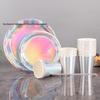 Dazzling 7" & 9" Silver Laser Paper Plate Set - Colorful Disposable Party Decor