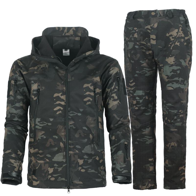 Men's Winter Fleece-Lined Softshell Jacket & Pants Set for Fishing, Skiing, & Mountaineering
