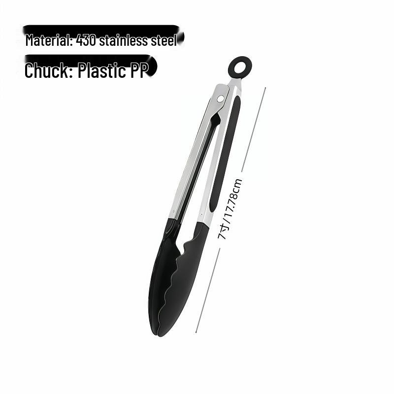 Hochtemperaturbeständige Edelstahl-Silikon-Küchenzange zum Pfannenrühren und Grillen