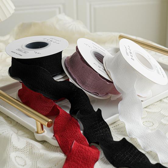 2.5/4cm Gift Packing Ribbon Ruffle Wavy Edges Textured Overlock Soft Pure Color Bouquet Wrapping Ribbon Valentine's Day Supplies