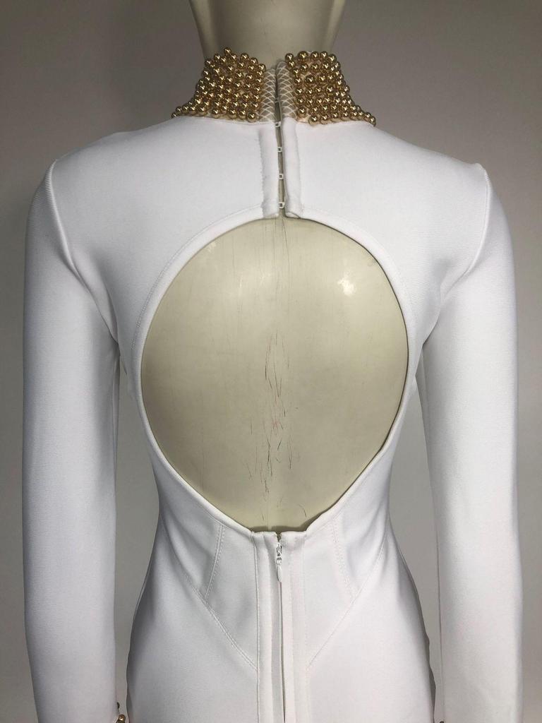 Beaded Stand Collar Backless Bodycon European & American Long Dress - Retro Light Luxury Design