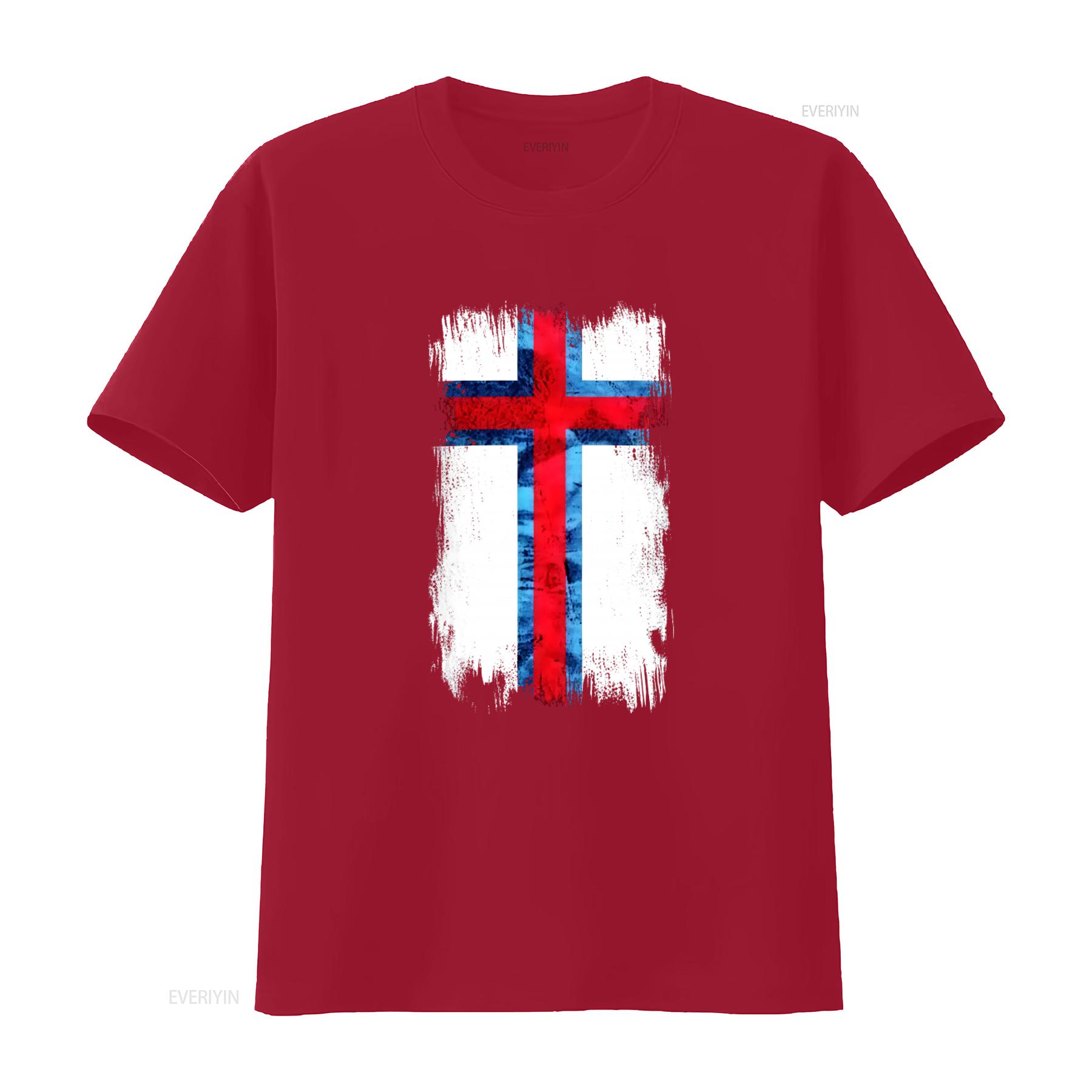 FAROE ISLANDS GRUNGE FLAG MENS T SHIRT FØROYAR FAROESE FÆRØERNE DESIGN vintage Washed Stylish Unisex fashion streetwear S