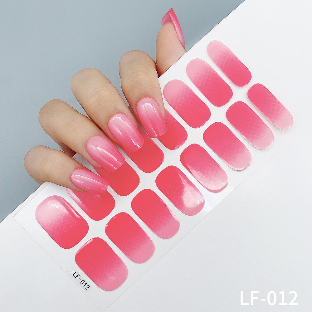 LF No-Bake Waterproof Gel Nail Stickers - Solid, Glitter, Color Block, Gradient Full Cover