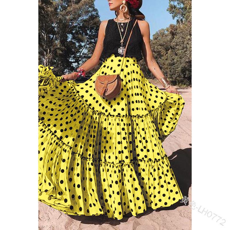 Fashion and Sexy European & American Style Women's Polka Dot Summer Casual Long Skirt