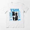 Blue Typography Hard Rock Silhouette Essential Tshirt