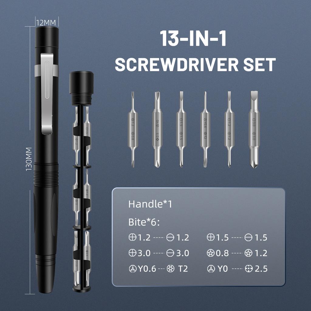 13 in 1 Precision Screwdriver Pen Set Portable Hidden Storage Multi-Function Repair Tool for Phone Computer Glasses Furniture