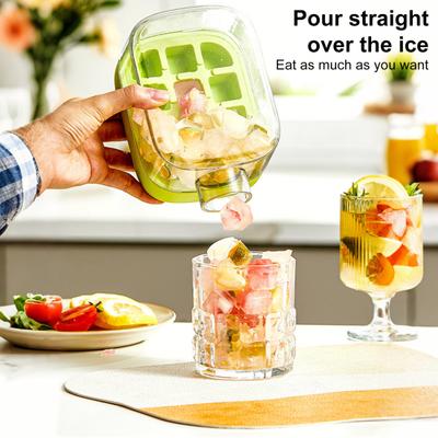 Yousheng Ice Tray with Lid Bin Efficient Ice Making Mold for Freezer Easy Release No Touch Pouring Ice Cube Maker for Drinks Coffee Cocktail