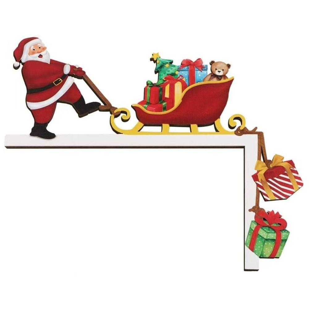Elk Door Frame Decor Wooden Holiday Door Decorations  Xmas Ornaments