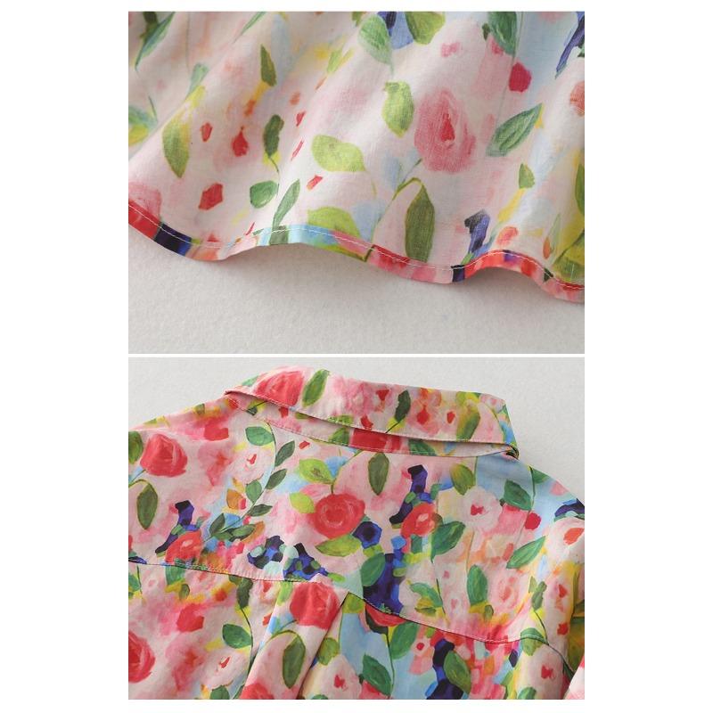 Dimanaf 2025 Women Spring New Shirt Blouse Long Sleeve Buttons Fashion Tops Tees Loose Floral Blouse