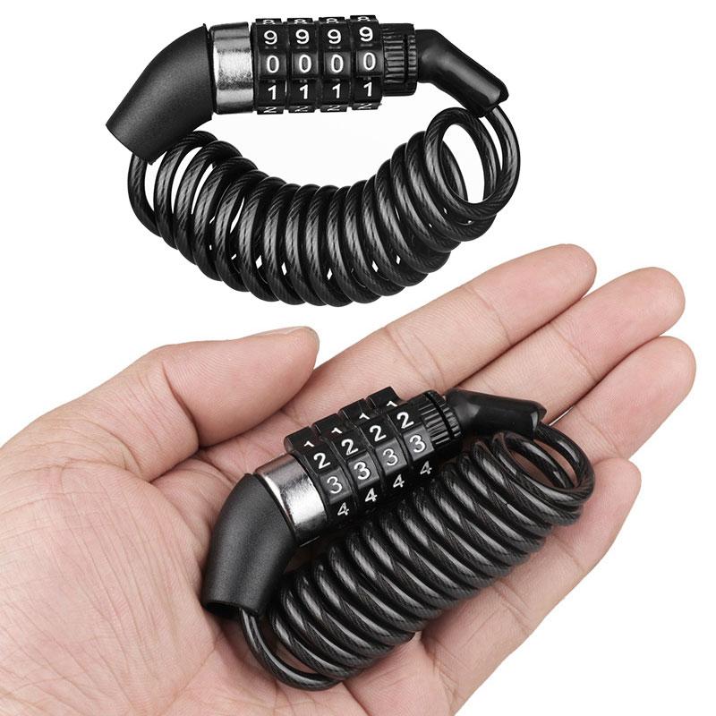 Mini Helmet Lock Anti-theft 4 Digit Password Lock Wire Mountain Bike Frame Durable Steel Wire Cable Bicycle Accessories