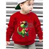 Cotton Kids Sweatshirt Autumn Winter Fashion Fleece Round Neck Dinosaur Cartoon Pattern Print Loose Casual Long Sleeve Sweatshirt Pullover Top