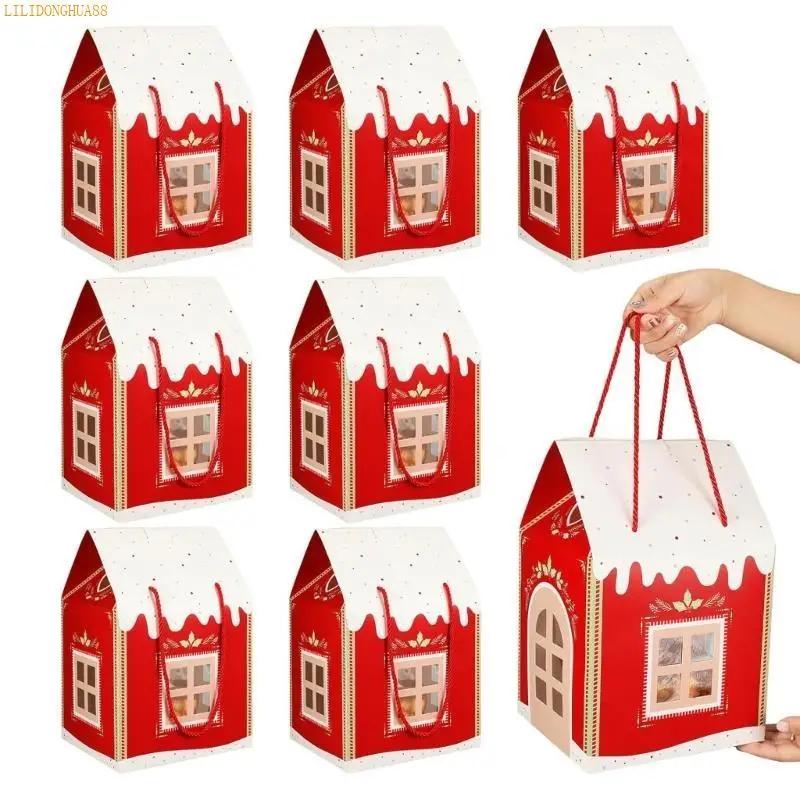 K1AE Christmas Wonderland Cottage Gift Box, House Shaped Gift Box Gifts and Enjoyment for Luxury Homes Red Christmas