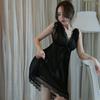 Erotic underwear women's large size European and American sexy pajamas deep transparent mesh nightgown
