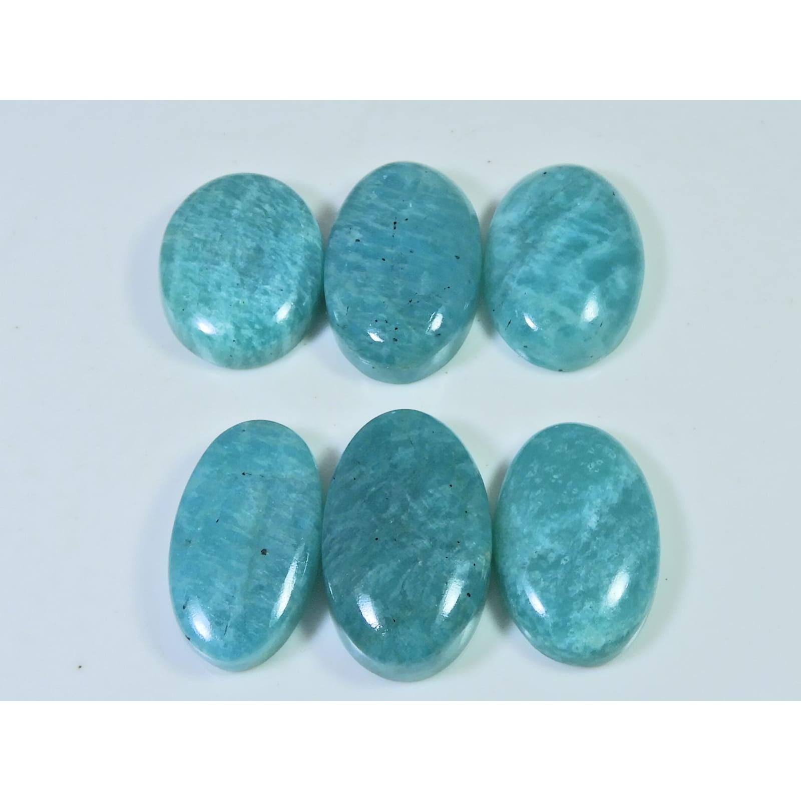 

215Cts. Натуральный амазонит овальный кабошон рассыпной драгоценный камень лот 6 шт. C-650