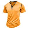 Top da uomo Henley Henley Maniche corte Cotone Girocollo Color block Traspirante T-shirt quotidiane Estate Vacanze primaverili Abbigliamento casual da uomo