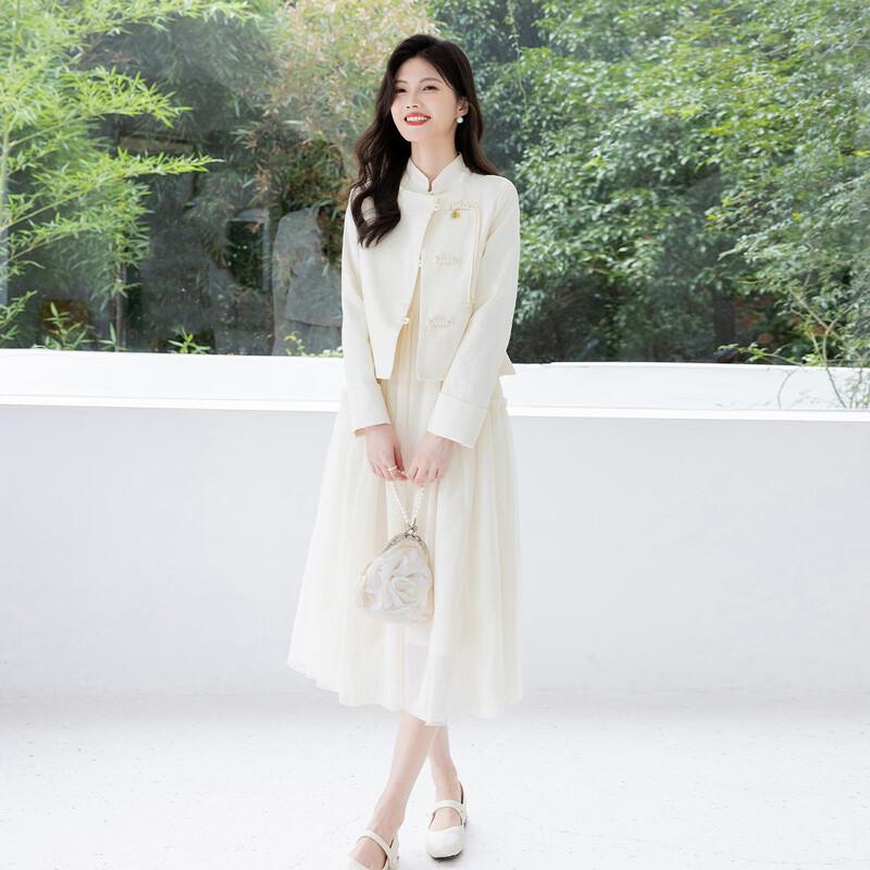 Mokana Women's Chinese Style Long Sleeve Top & Mid-Length Dress Set