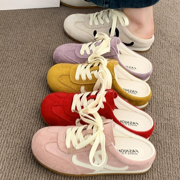 Baotou half slippers women's new summer super fire heelless flat-bottomed German training shoes