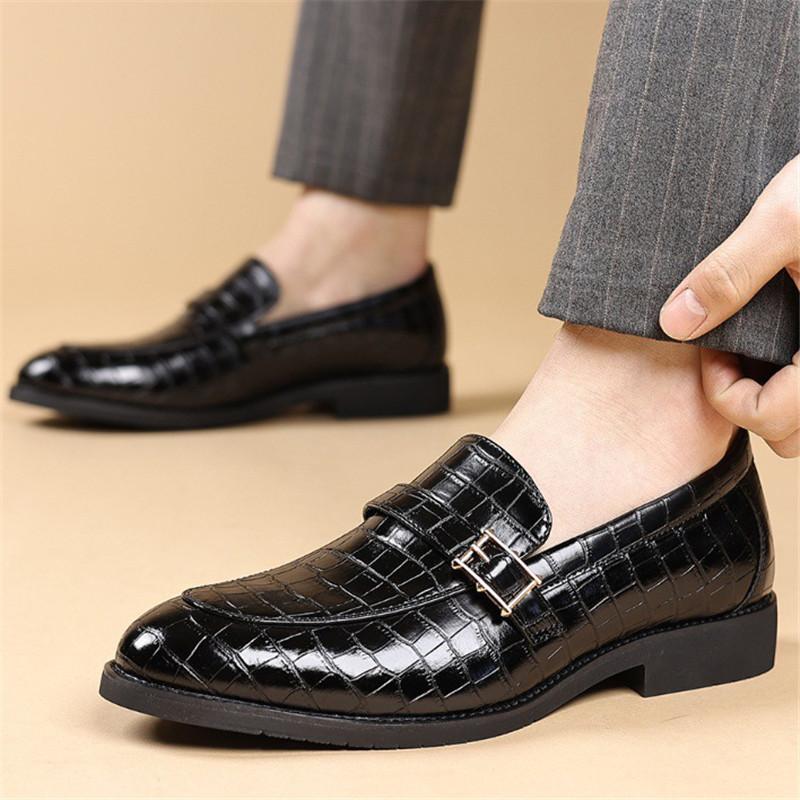 Fashion Luxury Designer New Crocodile Pattern Pu Leather Casual Shoes For Men Slip On Loafter Formal Wedding Dress Homecoming