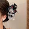 Chinese Style Kniting Butterfly Hair Claws Women'S Purple Long Flower Tassel Shark Grab Clips Vintage Hanfu Headpiece W
