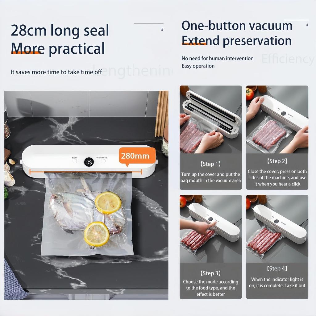 Vacuum Sealer Dry Wet Food Preservation Automatic Packaging Machine with 10 Vacuum Bags (BPA Free, FDA Approved)