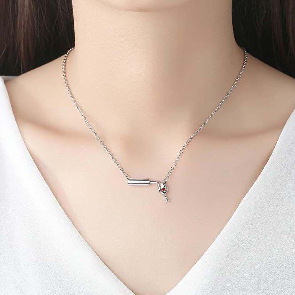 Glass Bottle Love Heart Zinc Zinc Alloy Rose Gold Silver Color Wineglass Necklace Jewelry Choker Pendant