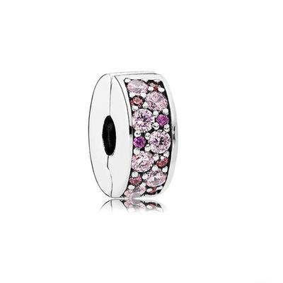 Neue rosa Herz blau lila Pav éClip Regenbogen Charm Bead passen Original-Mode-Armband DIY Schmuck für Frauen