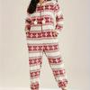 Women's Plus Size Hooded Snowflake Christmas Pajamas - Zippered, Pom-Poms, Thick, and Cozy