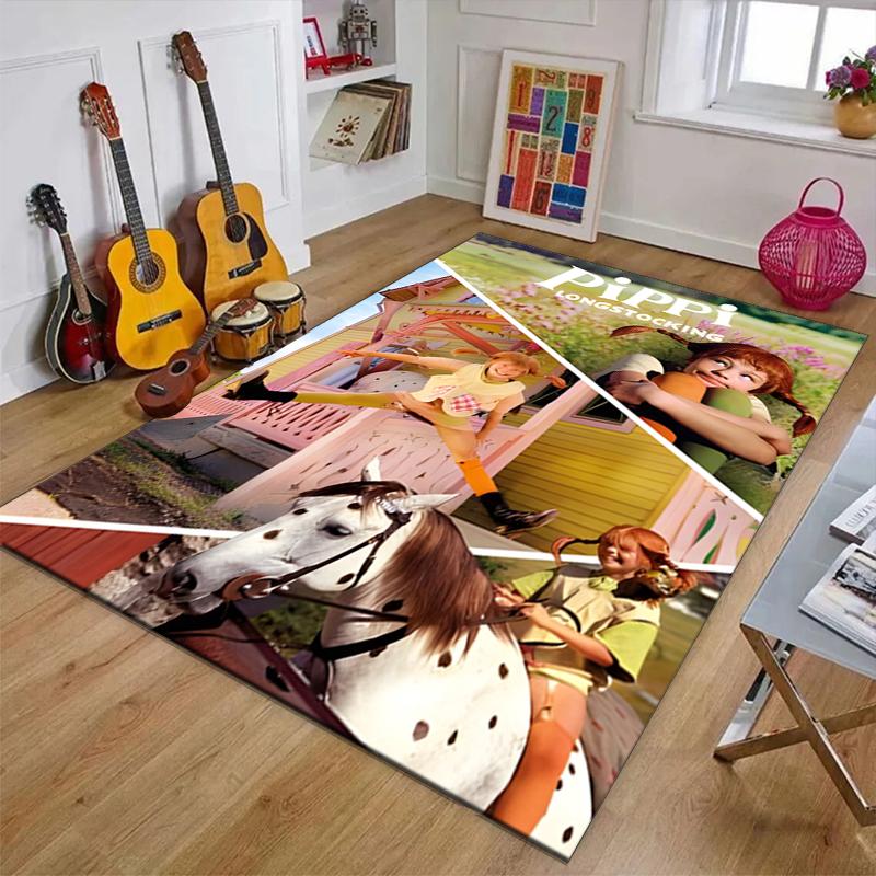 Pippi Longstocking Polyester Carpet, Soft Indoor Mat for Office Chair, Living Room, Computer Desk - Decorative Home Office Rug Design
