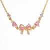 Y2K Pink Zircon Bowknot Love Heart Chain Bracelets For Women Exquisite Shiny Crystal Adjustable Bracelets Birthday Jewelry Gift