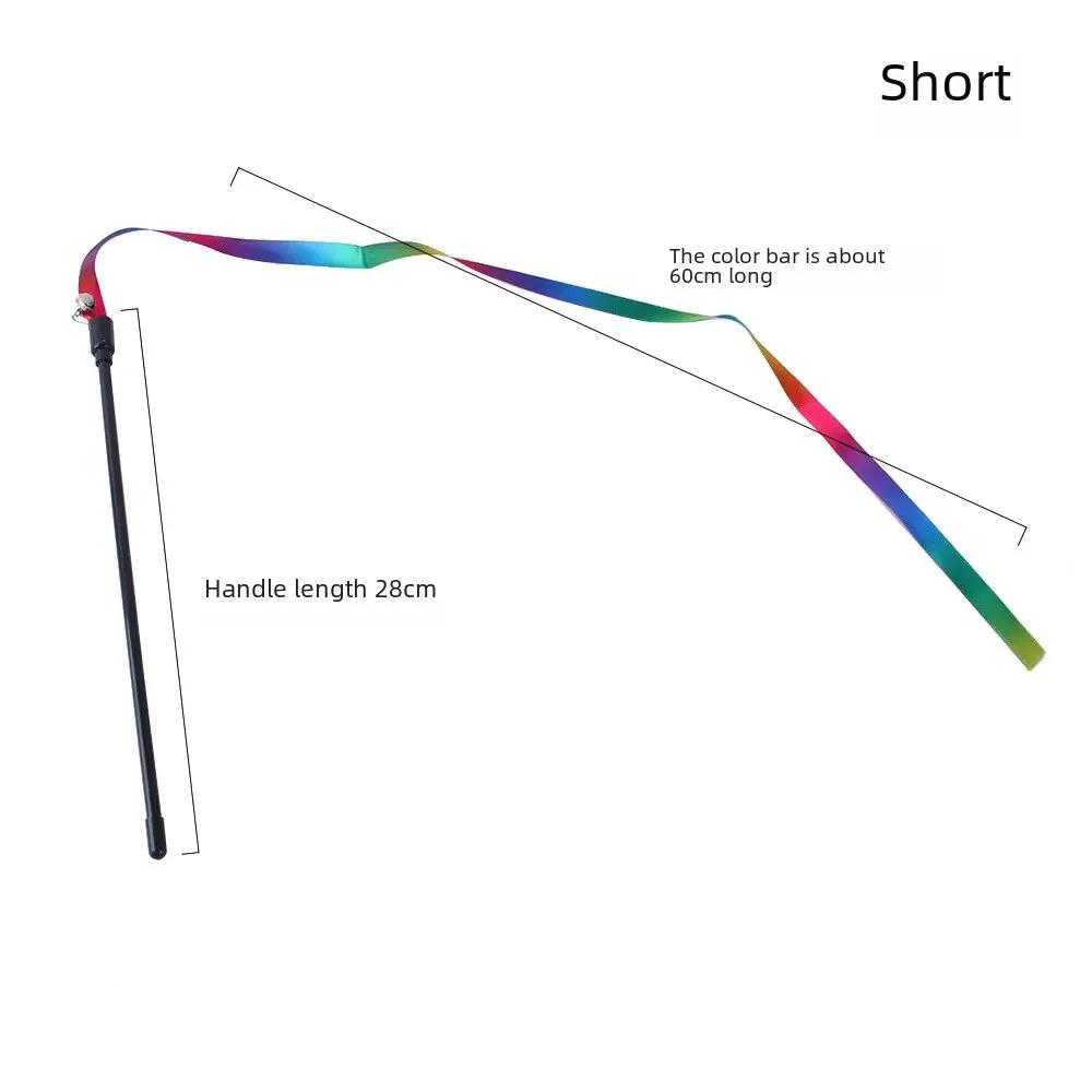 Rainbow Double Sided Cat Wand Toy Long Stick Durable Interactive Teaser Stick Bite Resistant Flexible Play Toy For Kitten Cats