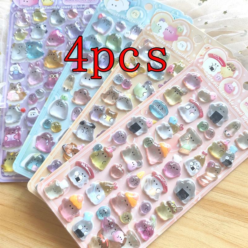 1Pc/4Pcs Cute Transparent Pop Seal Stickers - Adorable Decor For Journals, Phones & Diy Crafts Bulingbulingstickers Store Gifts