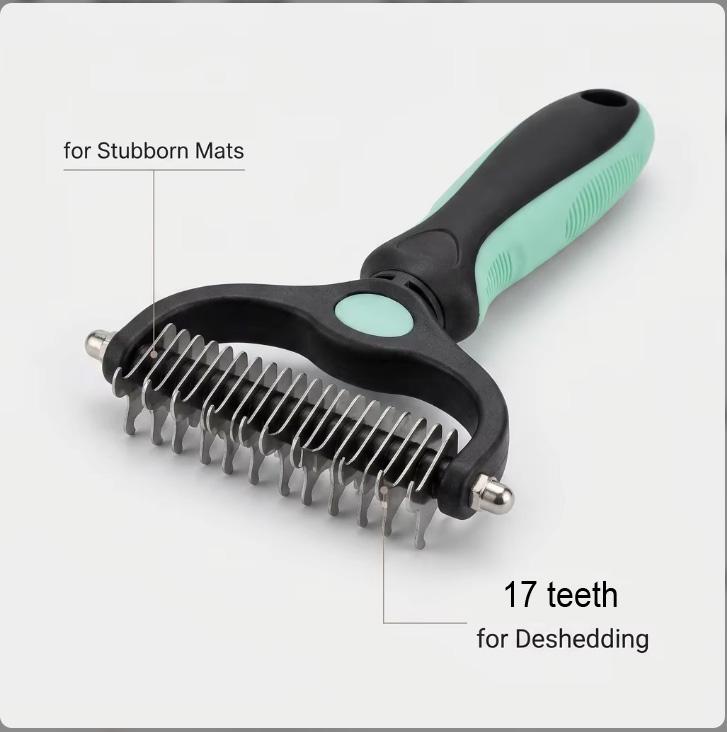 Double Sided Pet Dematting Comb Stainless Steel Undercoat Rake for Pet Efficiently Remove Mats and Tangles Custom Logo