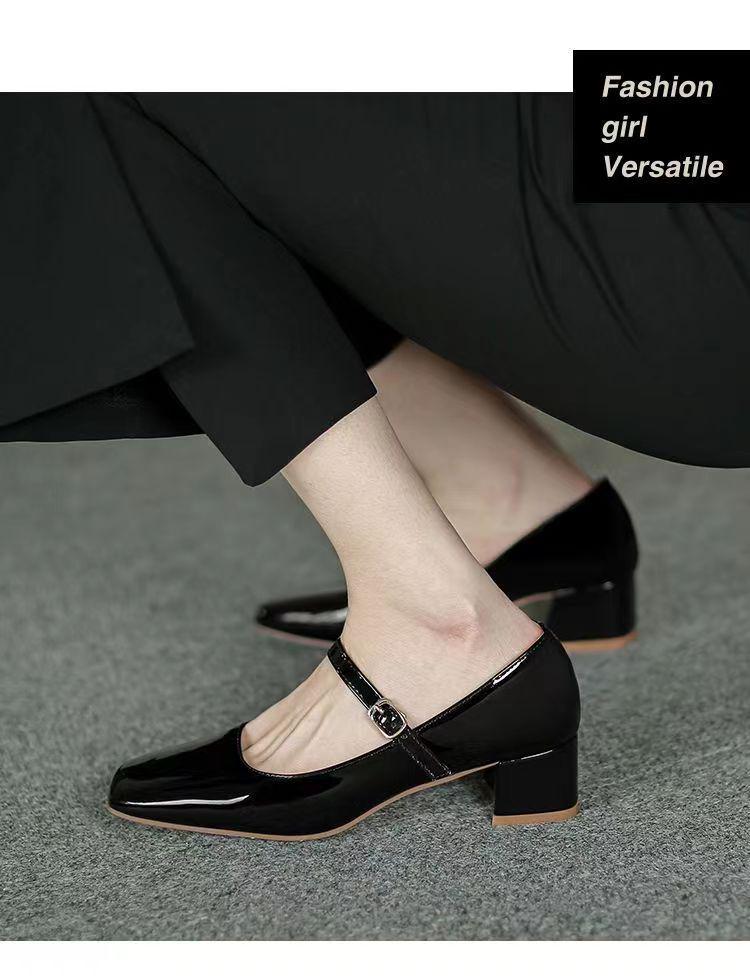 Plus Size Retro Chunky Heel Mary Jane Shoes - Summer Fashion Women's Mid-Heel Square Toe