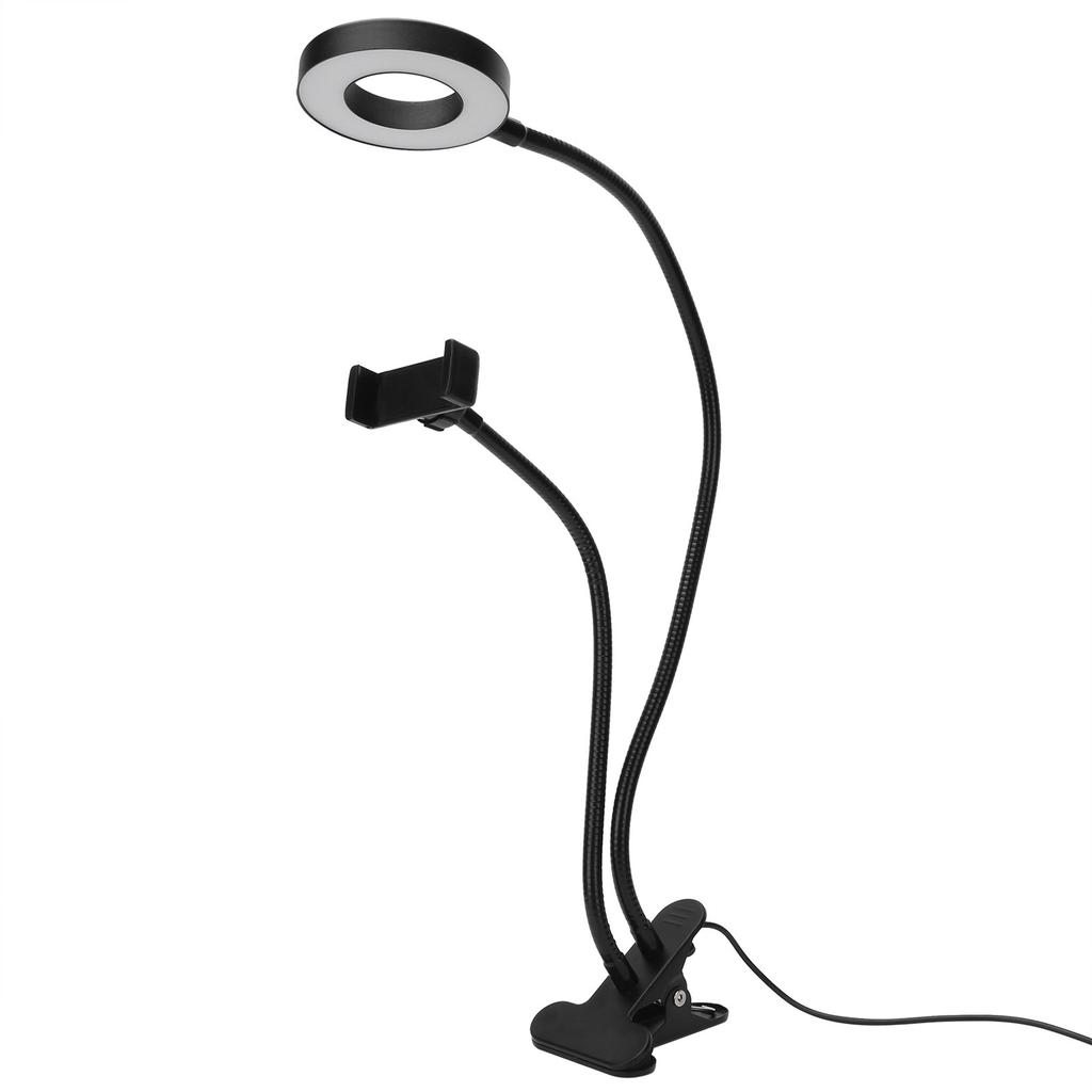 2in 1 LED Selfie Ring Light with Cell Phone Holder Adjustable Desk Lamp for Live Stream