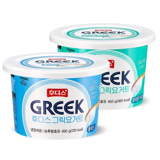Hoodis Greek Yogurt 450g 2-pack, Choose 1 of 2 Types (plain/low-fat), Korean Snacks