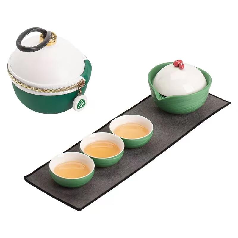 Red Bean Ceramic Travel Tea Set
