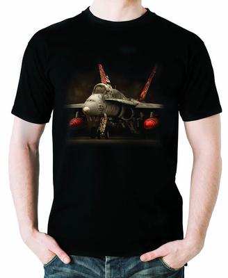 Tiger Meet F18 Hornet Fighter Aviation Themed T-Shirt 100% Cotton O-Neck Summer Short Sleeve Casual Mens T-shirt Size S-3XL