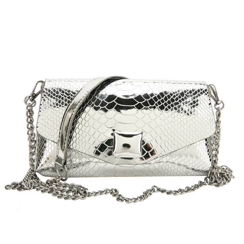 

Жіноча сумка лазерна коса сумка жіноча 2024 нова мода корейська версія літня іноземна текстура PU проста сумка-конверт срібний