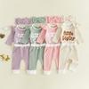 Citgeett Autumn Newborn Baby Girls Fall Outfit Long Sleeve Letter Embroidery Romper Pants Headband Clothes