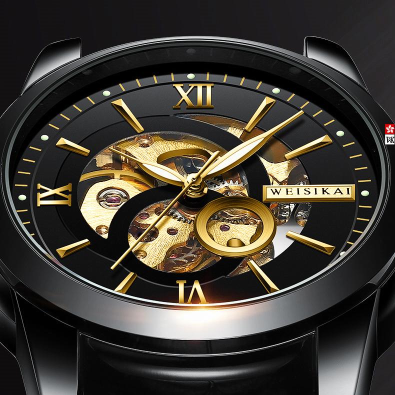 WEISIKAI 6018E Männer Uhren Neue TOP Marke Luxus herren Uhr Mit Box Wasserdicht Leucht Automatische herren Mechanische Uhren