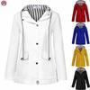 Chaqueta de lluvia Lisa a la moda para mujer al aire libre más impermeable con capucha impermeable a prueba de viento